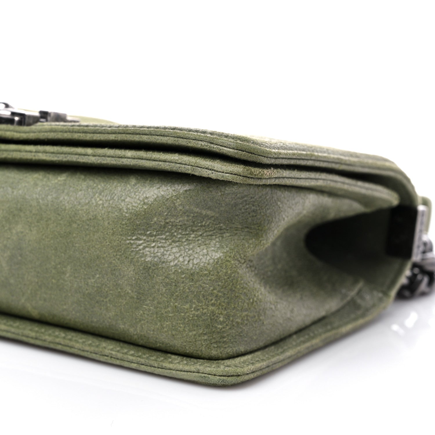 Chanel Goatskin Chesterfield Quilted Medium Celtic Boy Flap Green 9 of 14