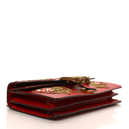 Gucci Calfskin Web Floral Embroidered Small Dionysus Shoulder Bag Hibiscus Red 4 of 9
