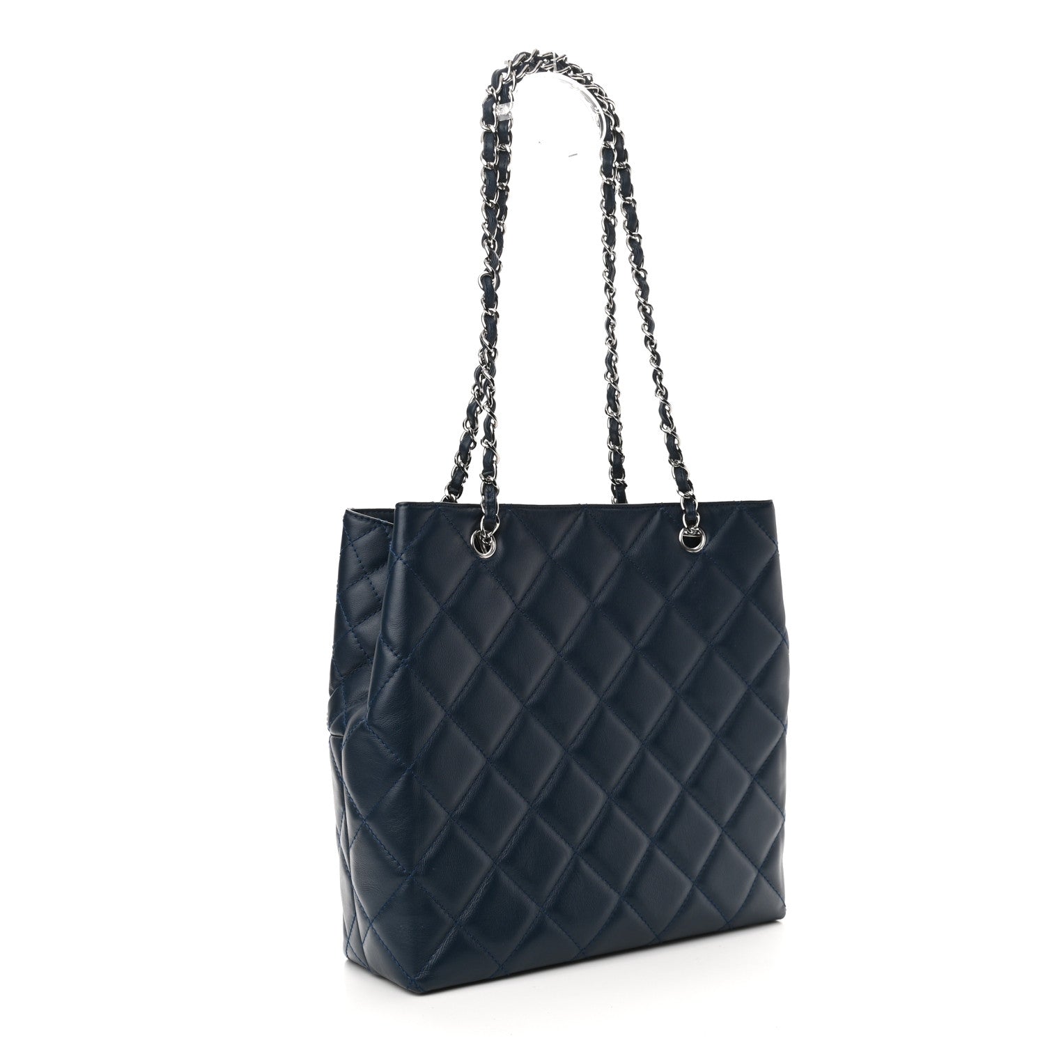 Chanel Calfskin Quilted In The Business North South Tote Blue 3 of 12