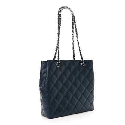 Chanel Calfskin Quilted In The Business North South Tote Blue 3 of 12