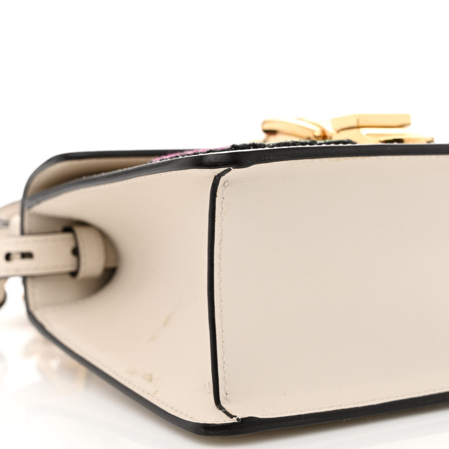 Calfskin Embroidered Mini Sylvie Top Handle Bag White