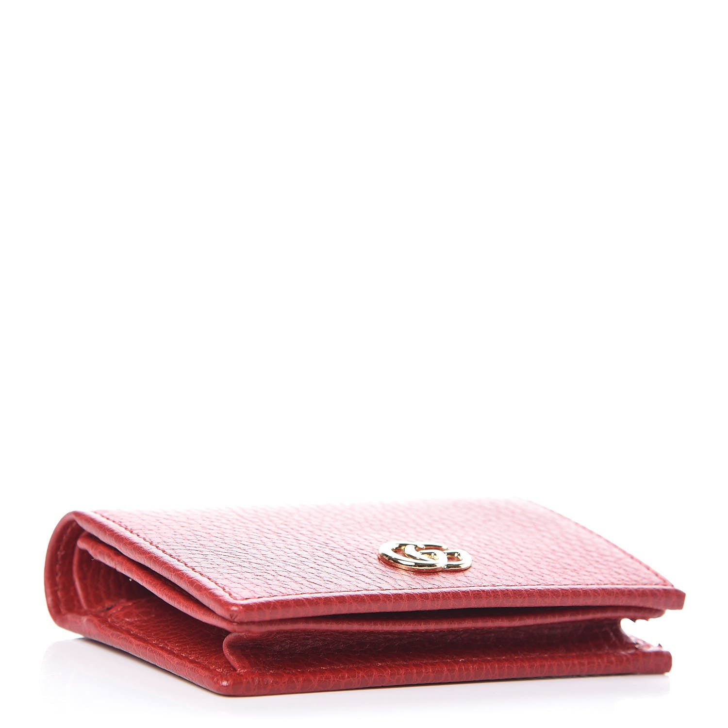 Gucci Pebbled Calfskin GG Marmont Card Case Hibiscus Red 4 of 8