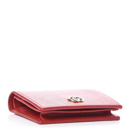Gucci Pebbled Calfskin GG Marmont Card Case Hibiscus Red 4 of 8