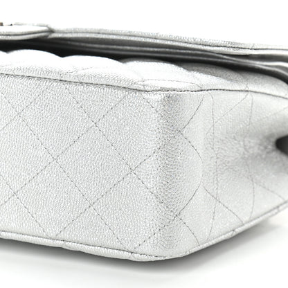 Chanel Glittered Metallic Caviar Quilted Medium Double Flap Silver 9 of 9