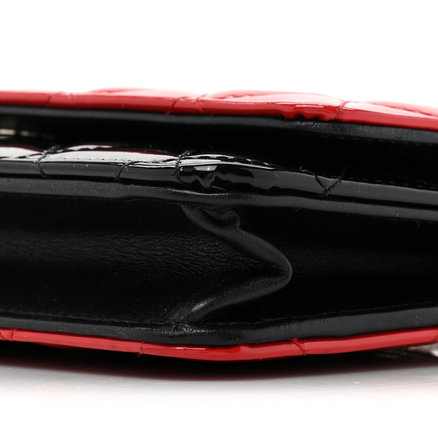 Patent Quilted Bi-Color Wallet On Chain WOC Red Black