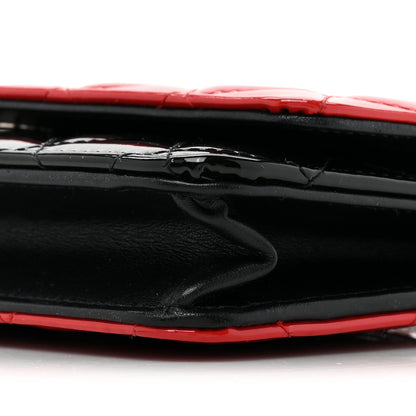Chanel Patent Quilted Bi-Color Wallet On Chain WOC Red Black 11 of 15