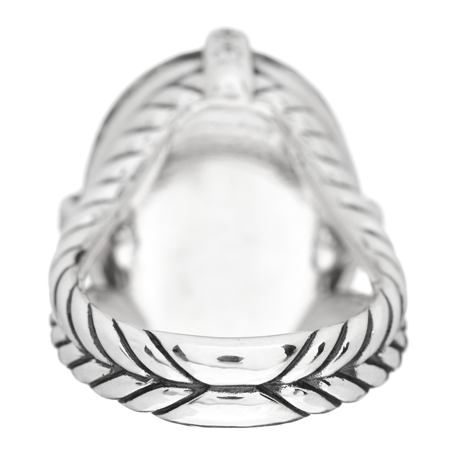 David Yurman Sterling Silver Diamond Prasiolite 23mm Chatelaine Signature Oval Ring 56 7.5 4 of 5