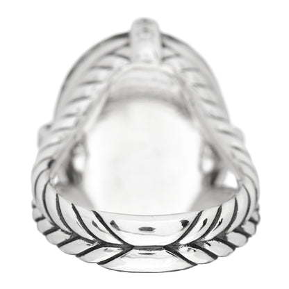 David Yurman Sterling Silver Diamond Prasiolite 23mm Chatelaine Signature Oval Ring 56 7.5 4 of 5