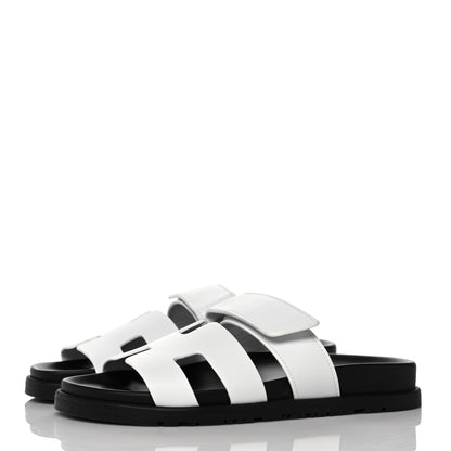 Hermes Calfskin Womens Chypre Sandals 36.5 White 3 of 9