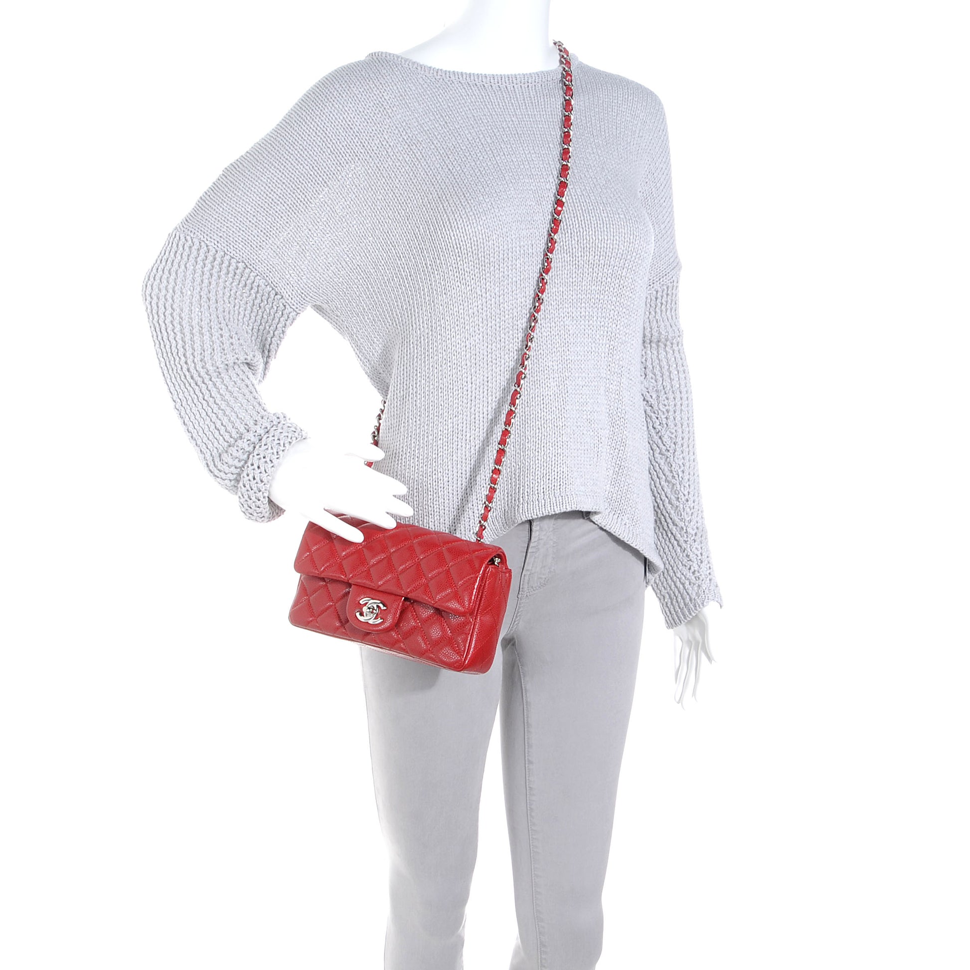Chanel Caviar Quilted Mini Flap Red 2 of 8