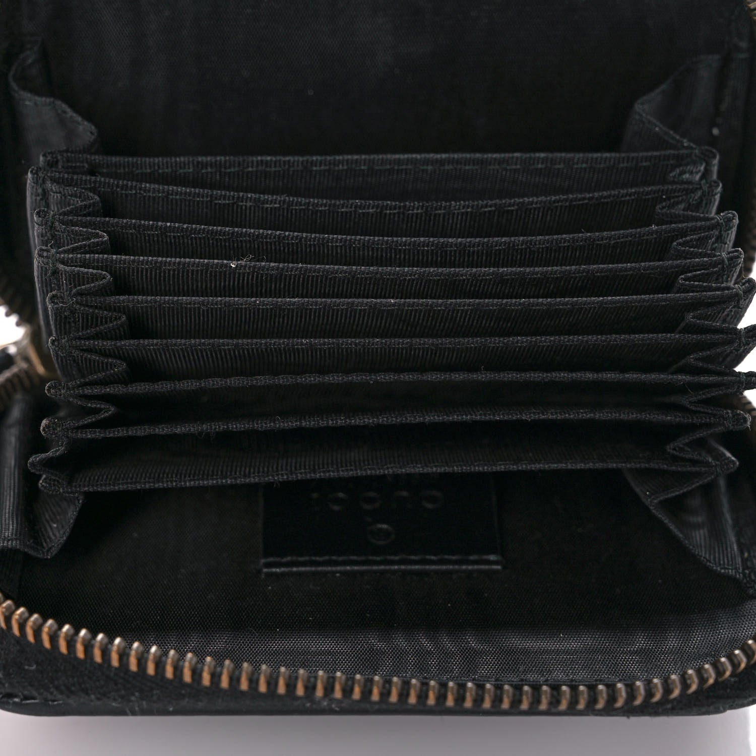 Gucci Calfskin Matelasse GG Marmont Zip Around Card Case Black 5 of 10