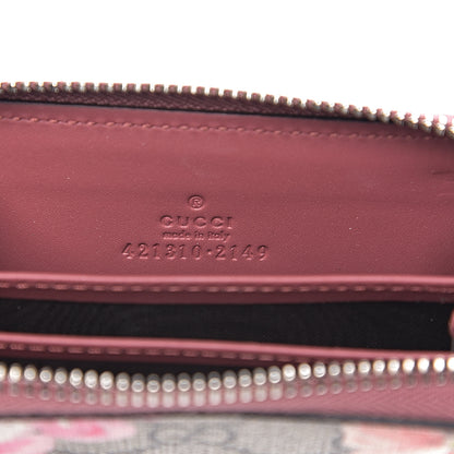 Gucci GG Supreme Monogram Blooms Zip Around Card Case Wallet Beige Multicolor Dry Rose 5 of 6