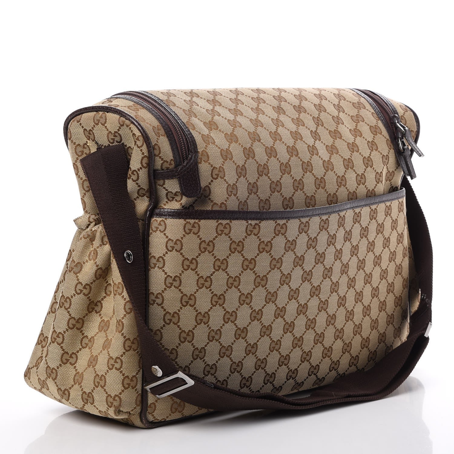 Gucci Monogram Natural Pigskin Large Diaper Bag Beige Ebony Cocoa Dark Chocolate 3 of 14