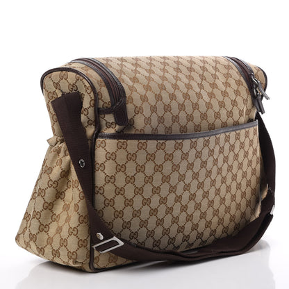 Gucci Monogram Natural Pigskin Large Diaper Bag Beige Ebony Cocoa Dark Chocolate 3 of 14