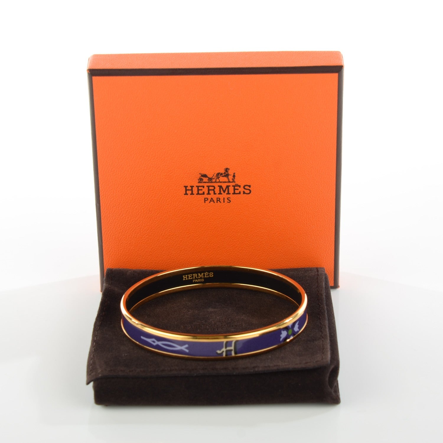 Hermes Enamel Printed Narrow Bracelet 65 4 of 6