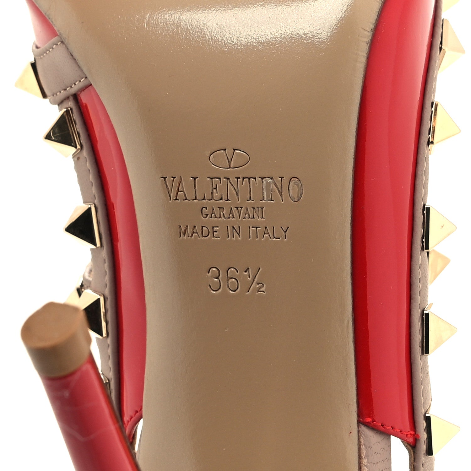 Valentino Garavani Patent Nappa Rockstud Ankle Strap 100mm Pumps 36.5 Rosso Valentino Poudre 6 of 8
