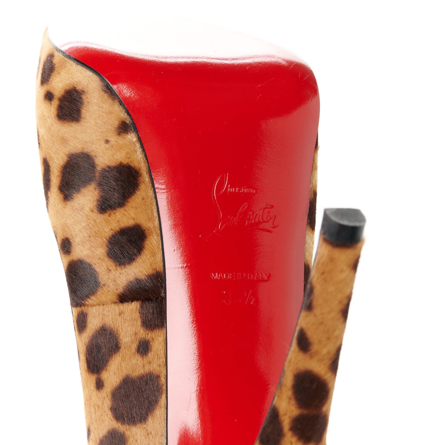 Pony Hair Leopard Print Maryl 120 Platform Peep Toe Pumps 38.5