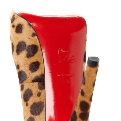 Christian Louboutin Pony Hair Leopard Print Maryl 120 Platform Peep Toe Pumps 38.5 6 of 7