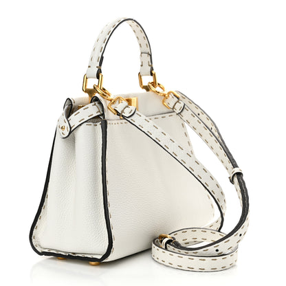 Fendi Cuoio Romano Selleria Mini Peekaboo Iconic Satchel White 3 of 10