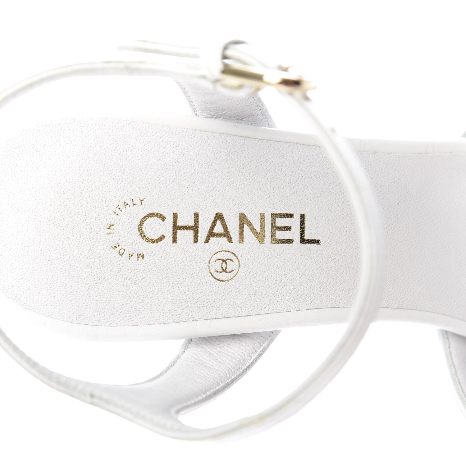 Chanel CHANELCalfskin Crocodile Embossed Sandals 36 White 7 of 10