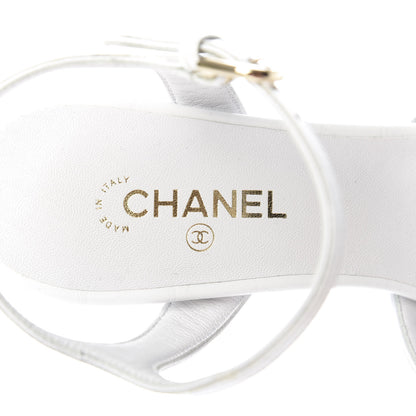 Chanel CHANELCalfskin Crocodile Embossed Sandals 36 White 7 of 10