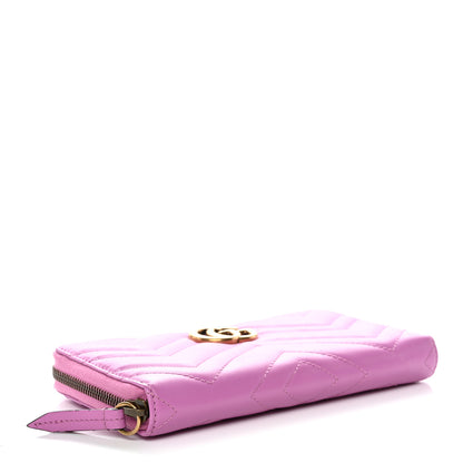 Gucci Calfskin Matelasse GG Marmont Zip Around Wallet Pink 4 of 11