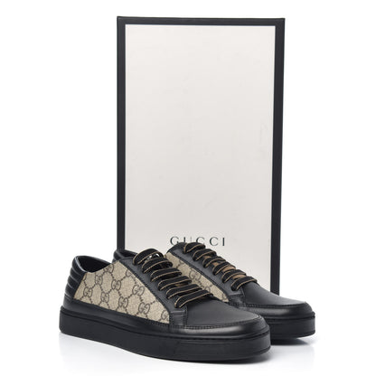 Gucci GG Supreme Monogram Mens Low Top Sneakers 4.5 Black Beige Ebony 8 of 8