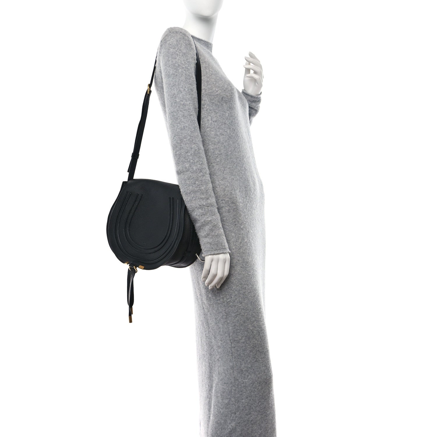 Chloe Calfskin Medium Marcie Round Crossbody Bag Black 3 of 10