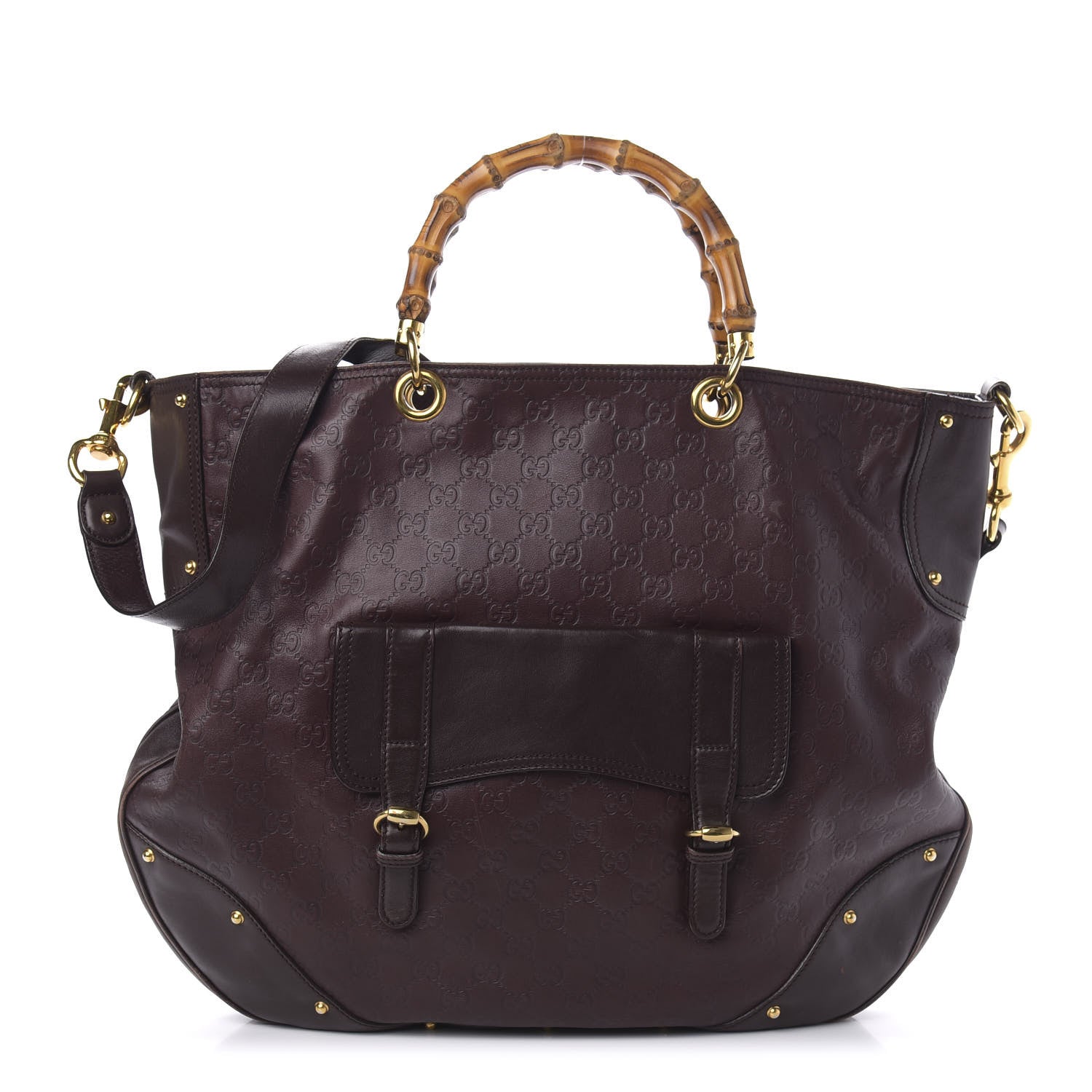Gucci Guccissima Large Bamboo Messenger Tote Bag Purple 1 of 13