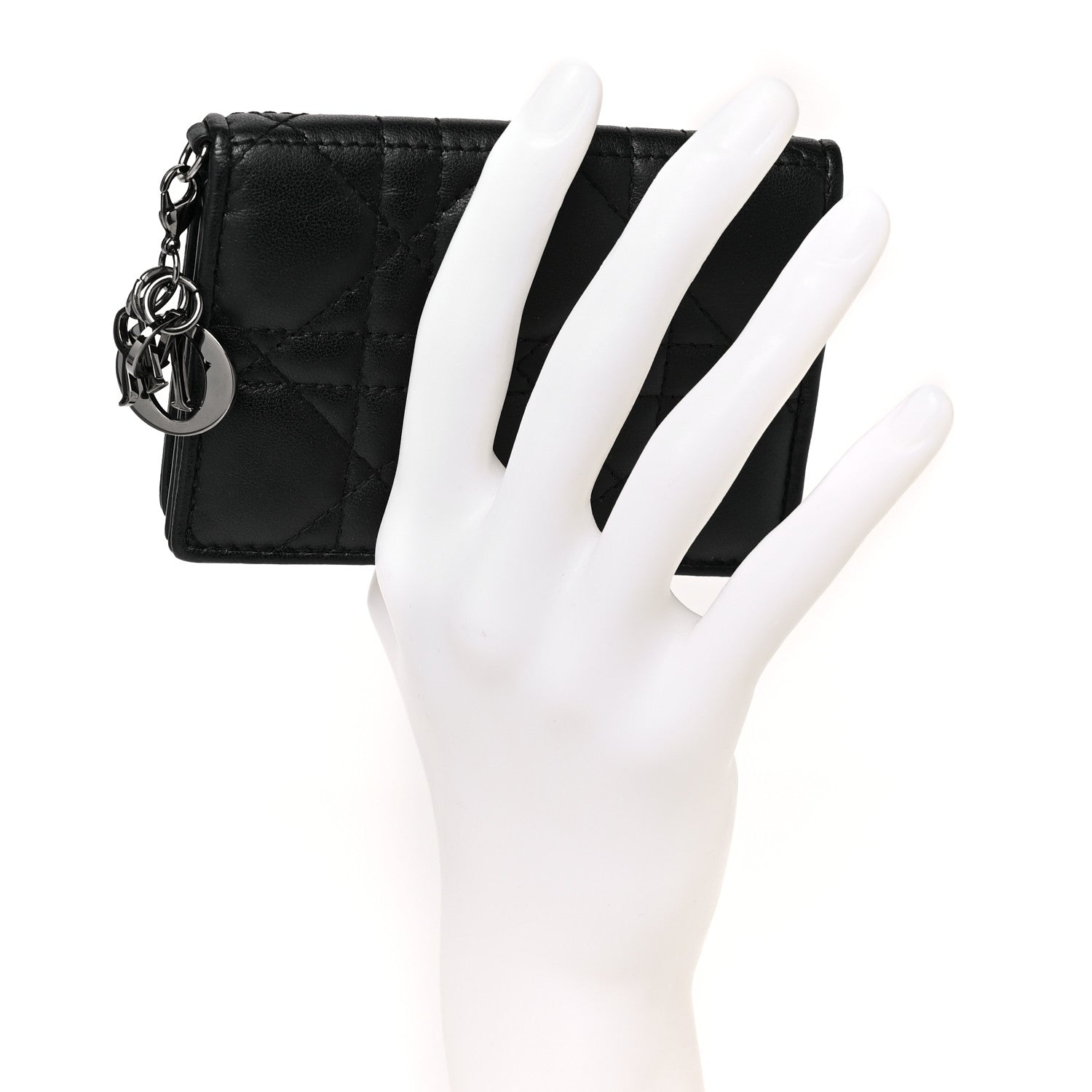 Christian Dior Lambskin Cannage Small Lady Dior Flap Card Holder Black 2 of 9