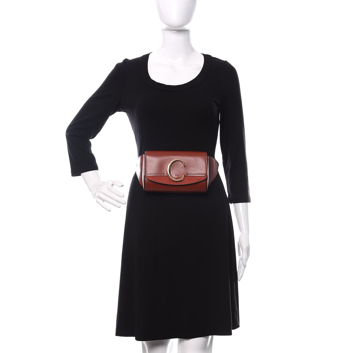 Calfskin Suede C Belt Bag Sepia Brown