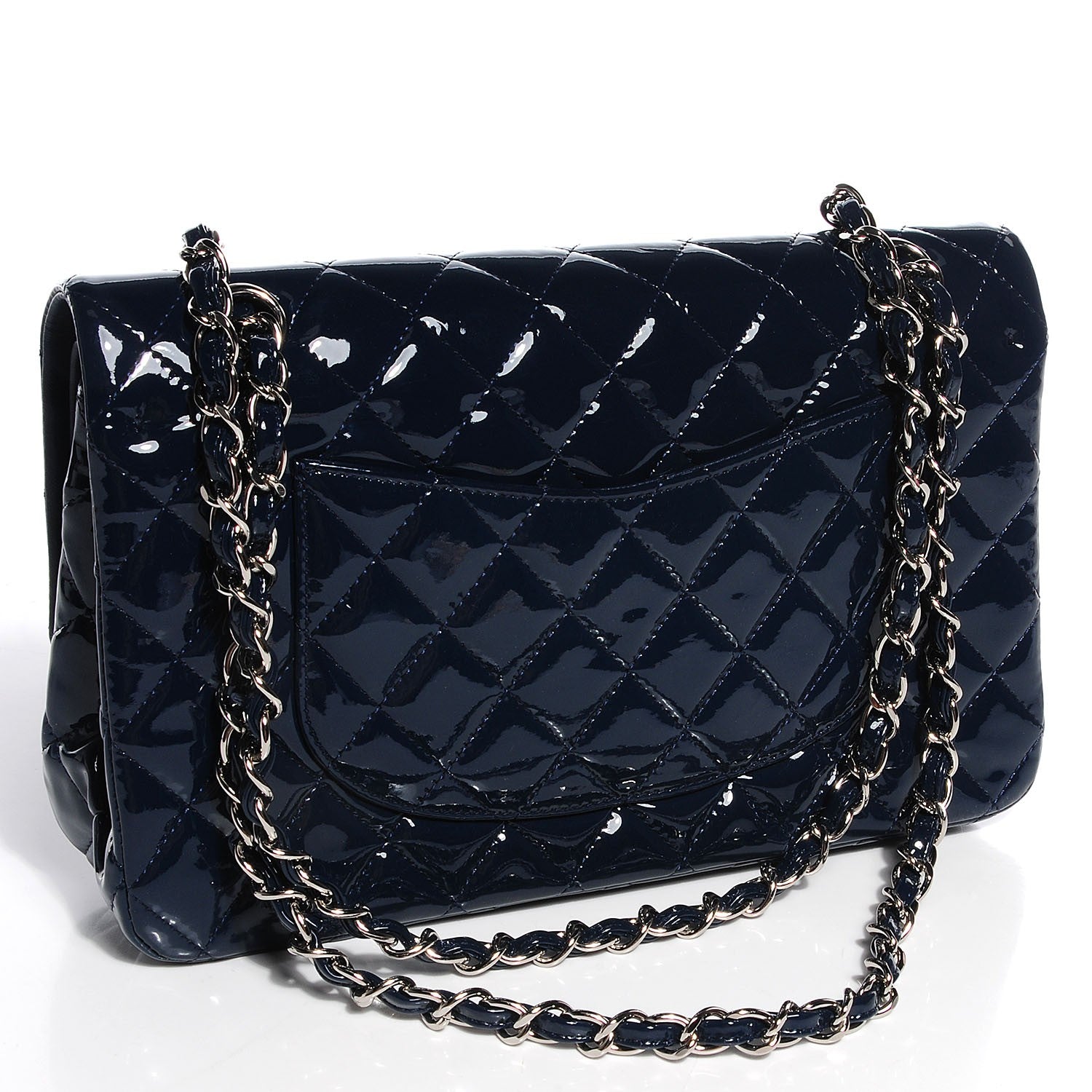 Chanel Patent Quilted Medium Double Flap Navy 3 of 8