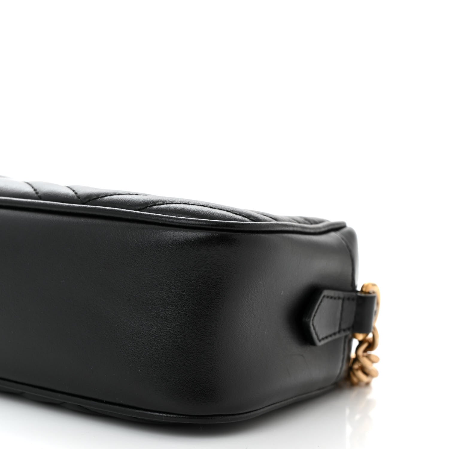 Gucci Calfskin Matelasse Small GG Marmont Chain Shoulder Bag Black 10 of 11