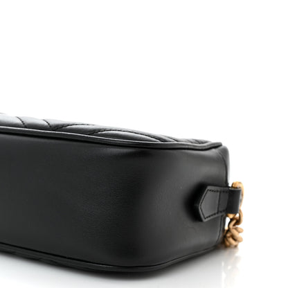 Gucci Calfskin Matelasse Small GG Marmont Chain Shoulder Bag Black 10 of 11