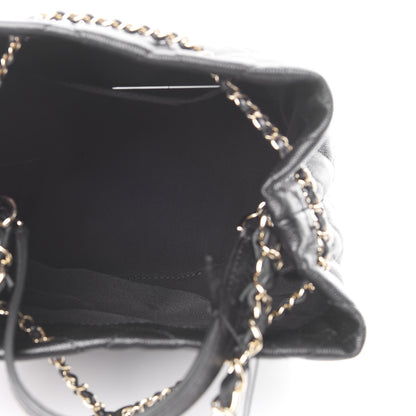 Chanel Caviar Quilted Rolled Up Bucket Drawstring Bag Black 6 of 12