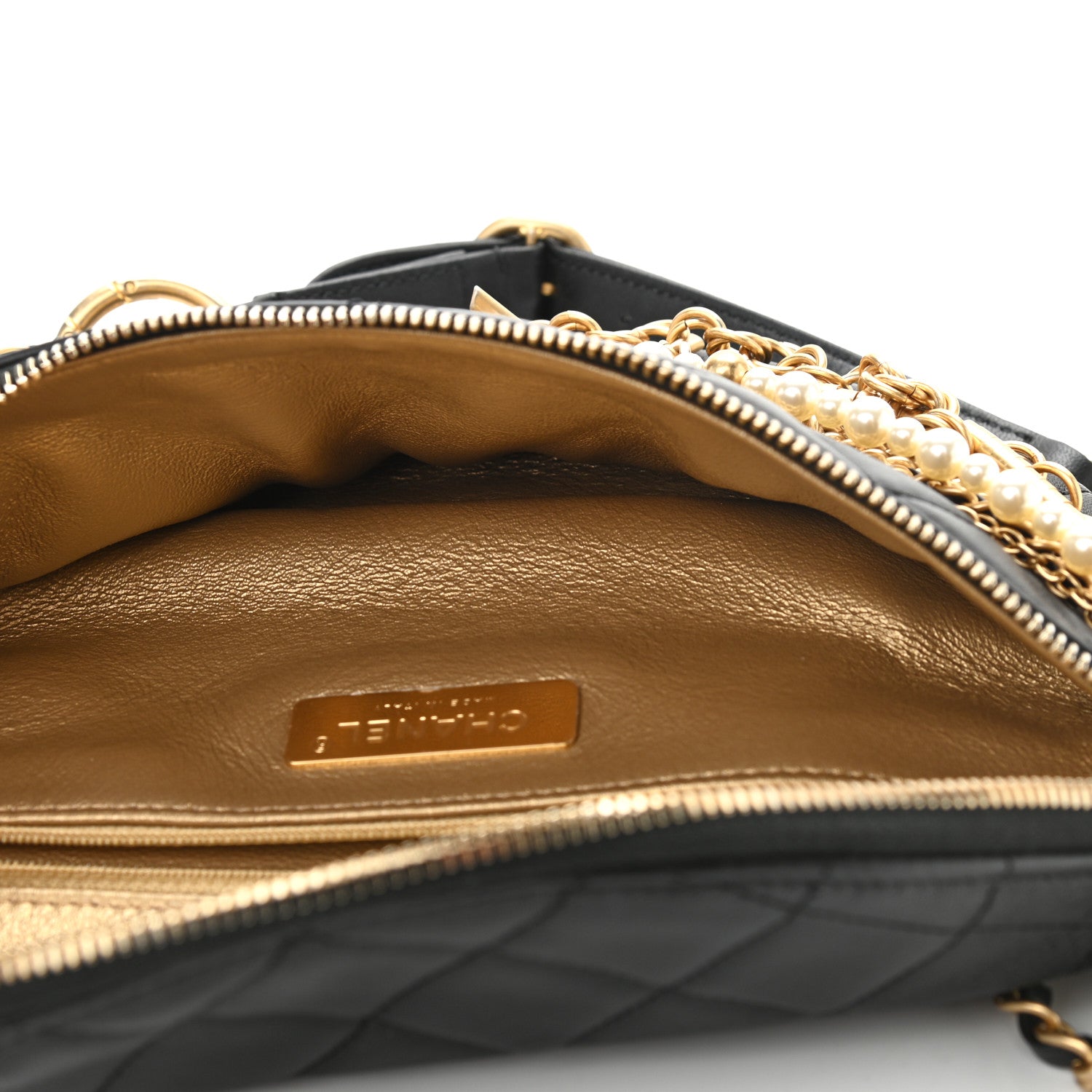Chanel Lambskin Quilted All About Chains Waist Belt Bag Black 6 of 9