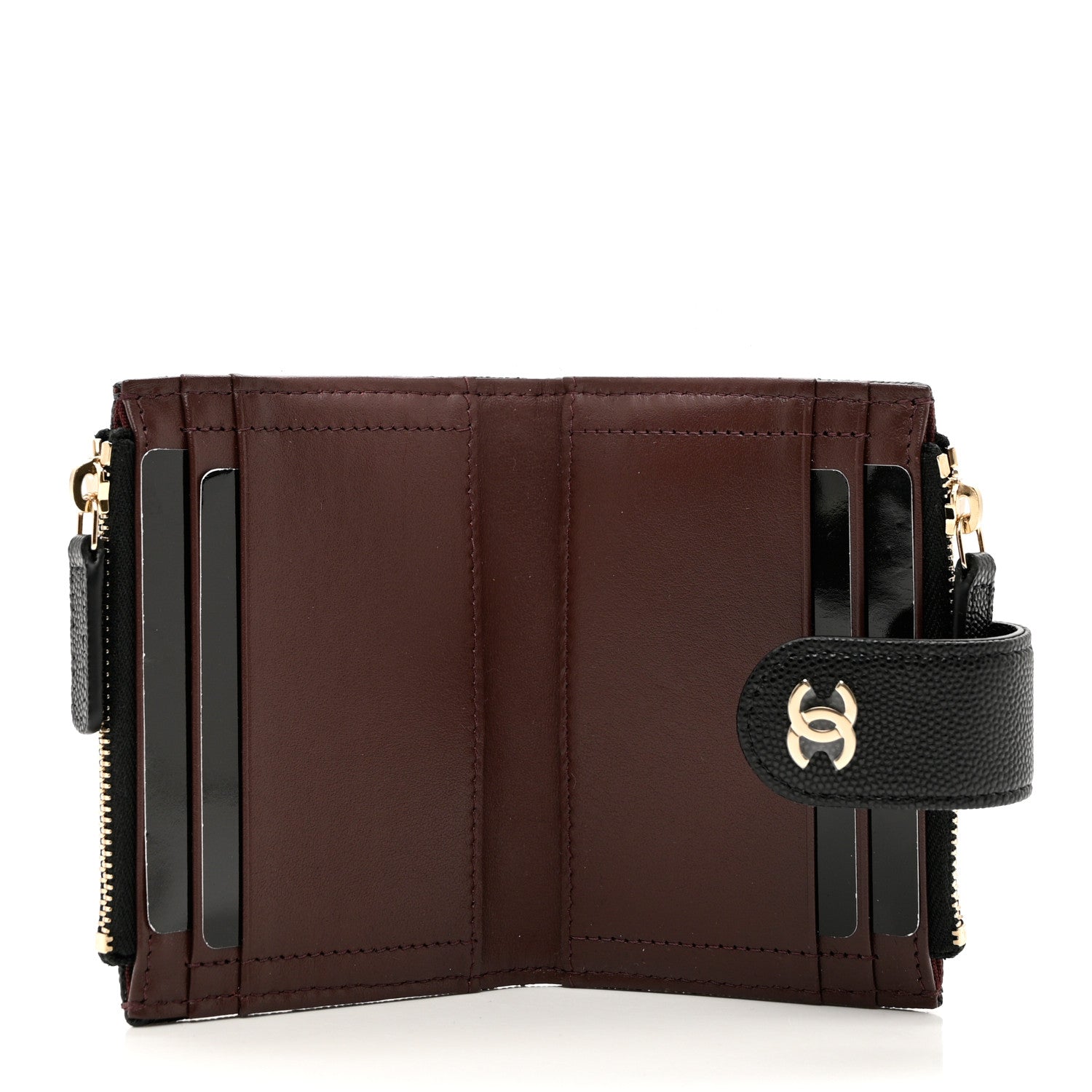 Chanel Caviar Quilted Compact Zipped Pocket Wallet Black 4 of 6