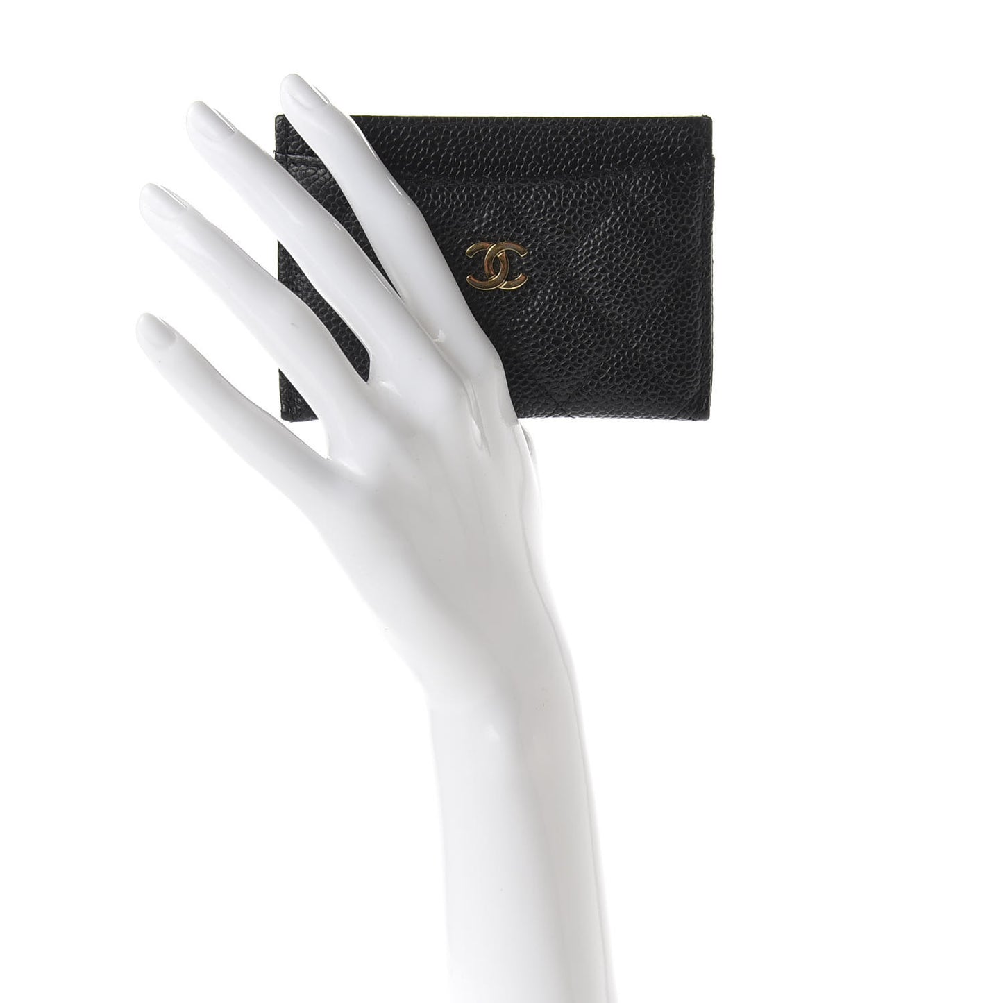 Caviar Quilted Card Holder Black