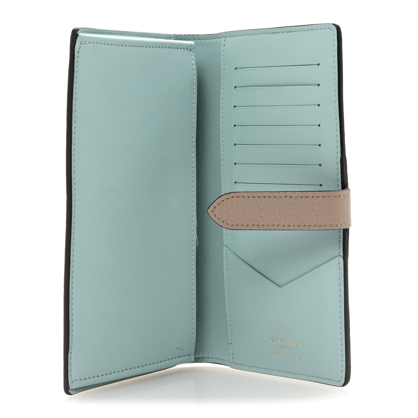Taurillon LV Vertical Capucines Wallet Galet Aquamarine