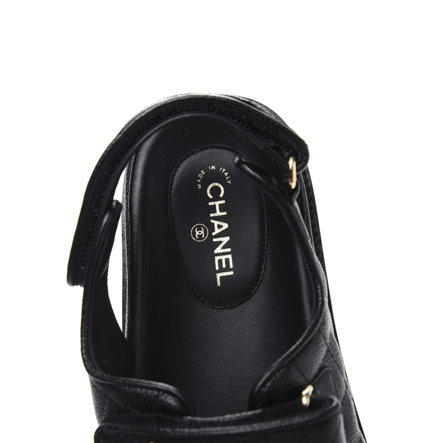 Grained Calfskin Velcro Dad Sandals 39 Black