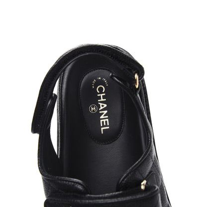 Chanel Grained Calfskin Velcro Dad Sandals 39 Black 6 of 9