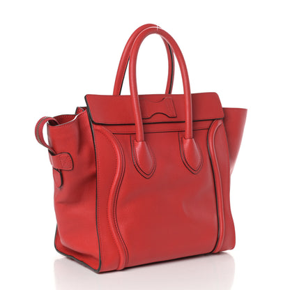 Celine Drummed Calfskin Mini Luggage Red 3 of 9
