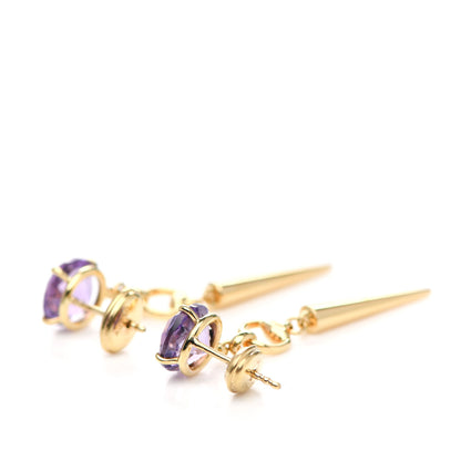 Gucci 18K Yellow Gold Amethyst Horsebit Spike Drop Earrings 3 of 5