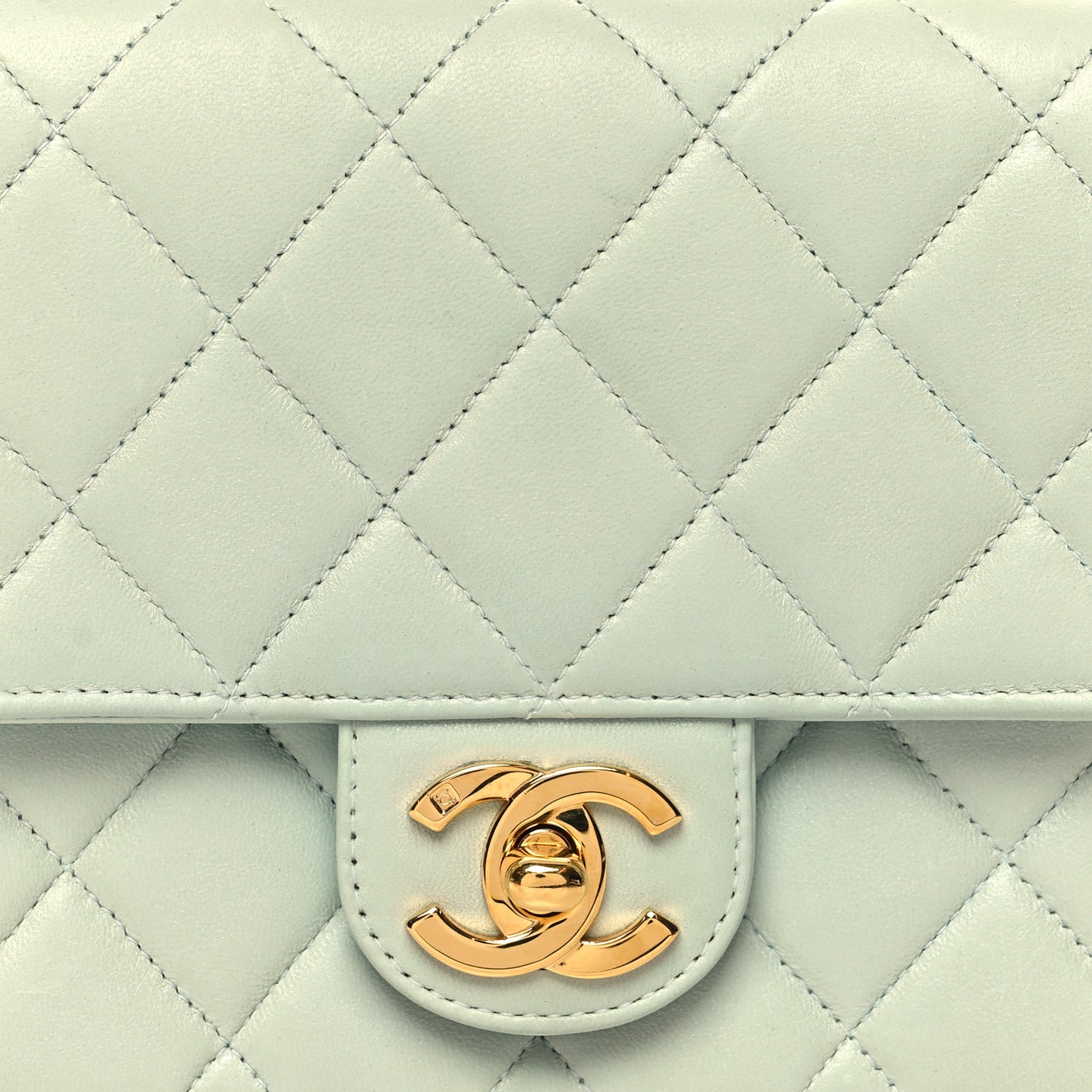 Lambskin Quilted Mini Square Flap Light Blue