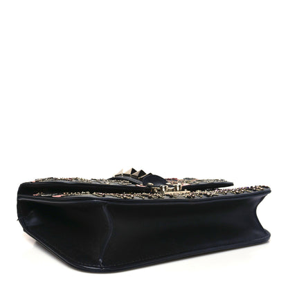 Valentino Garavani Vitello Crystal Loveblade Embellished Medium Glam Lock Rockstud Flap Black 4 of 12