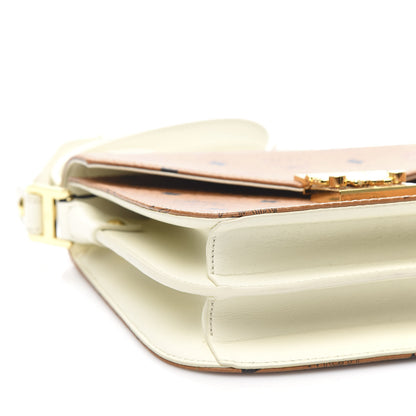 MCM Visetos Calfskin Small Patricia Crossbody Bag Cognac White 7 of 9