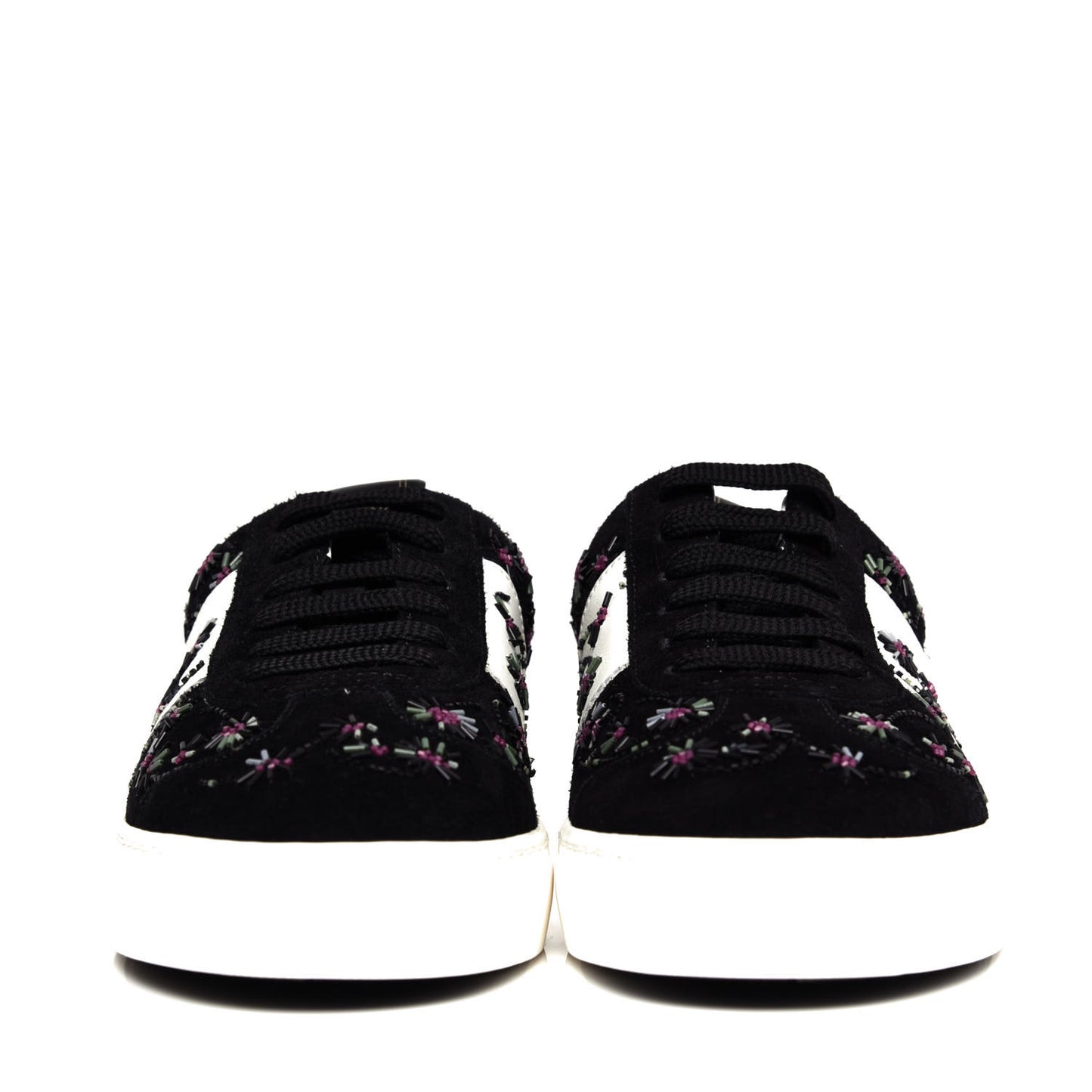 Suede Floral Beaded Flycrew Sneakers 35 Black