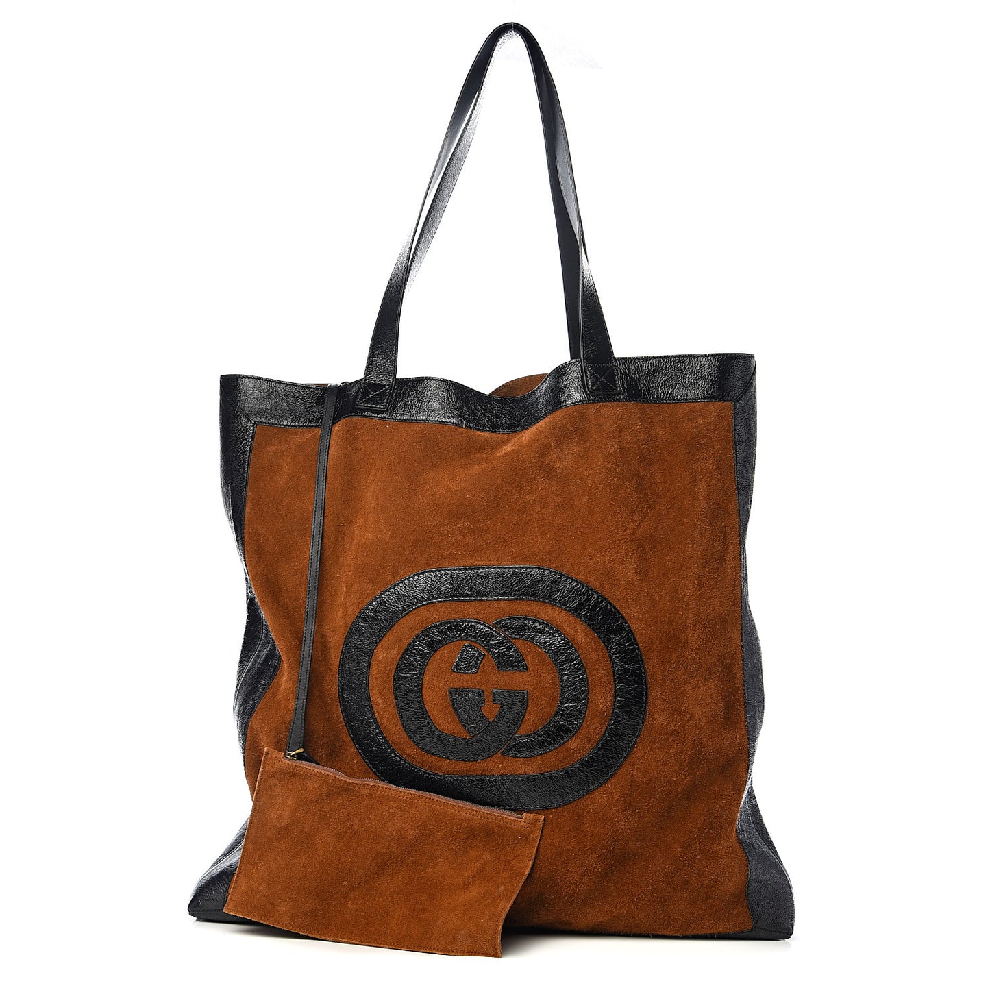 Suede Large Ophidia Vertical Shopping Tote Chestnut
