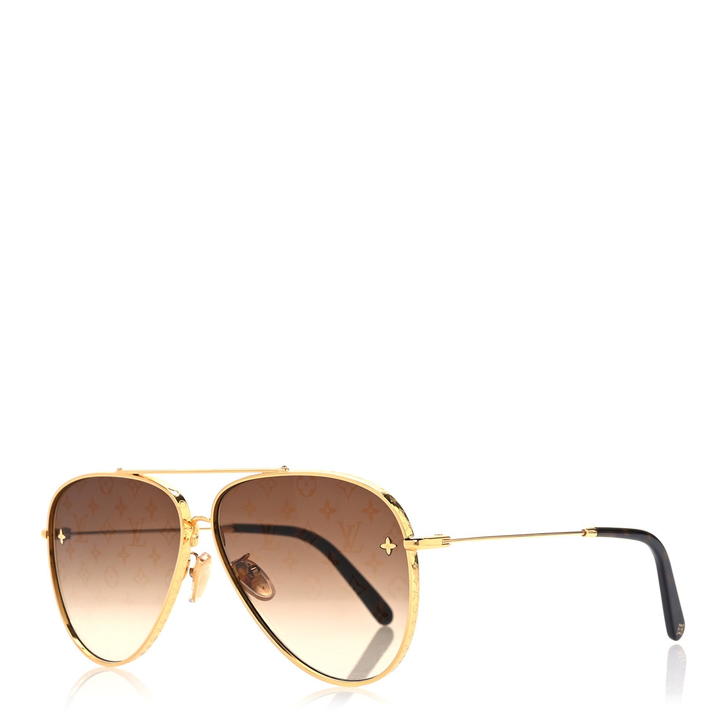 Metal The LV Pilot Sunglasses Z1620U Gradient Brown Monogram