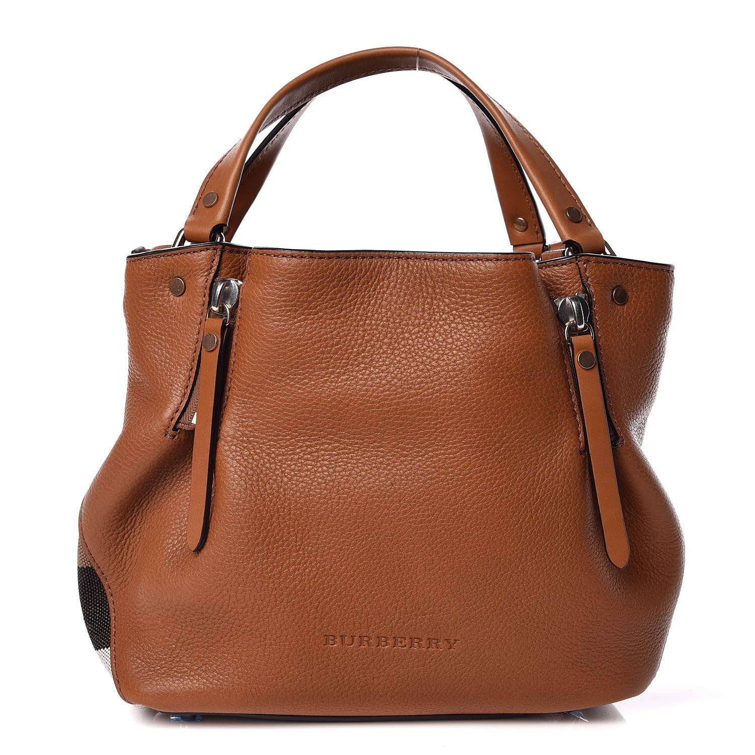 Burberry Grainy Calfskin House Check Small Maidstone Saddle Brown 1 of 10